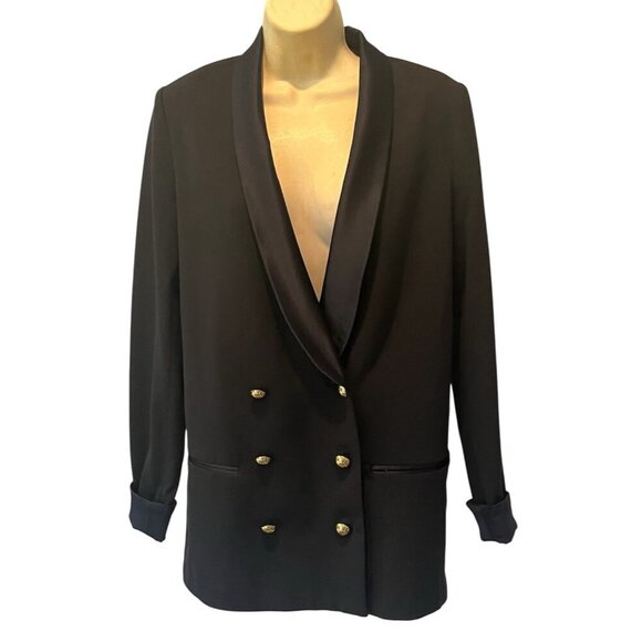Zara Double Breasted Long Tuxedo Blazer Jacket - Picture 2 of 8